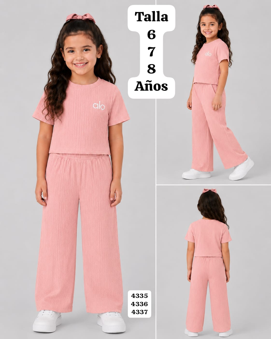 CONJUNTO ROSA VIEJA DE CAMISA Y PANTALONETA DE ALO DE NIÑA