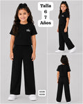 CONJUNTO NEGRO DE CAMISA Y PANTALONETA DE ALO DE NIÑA
