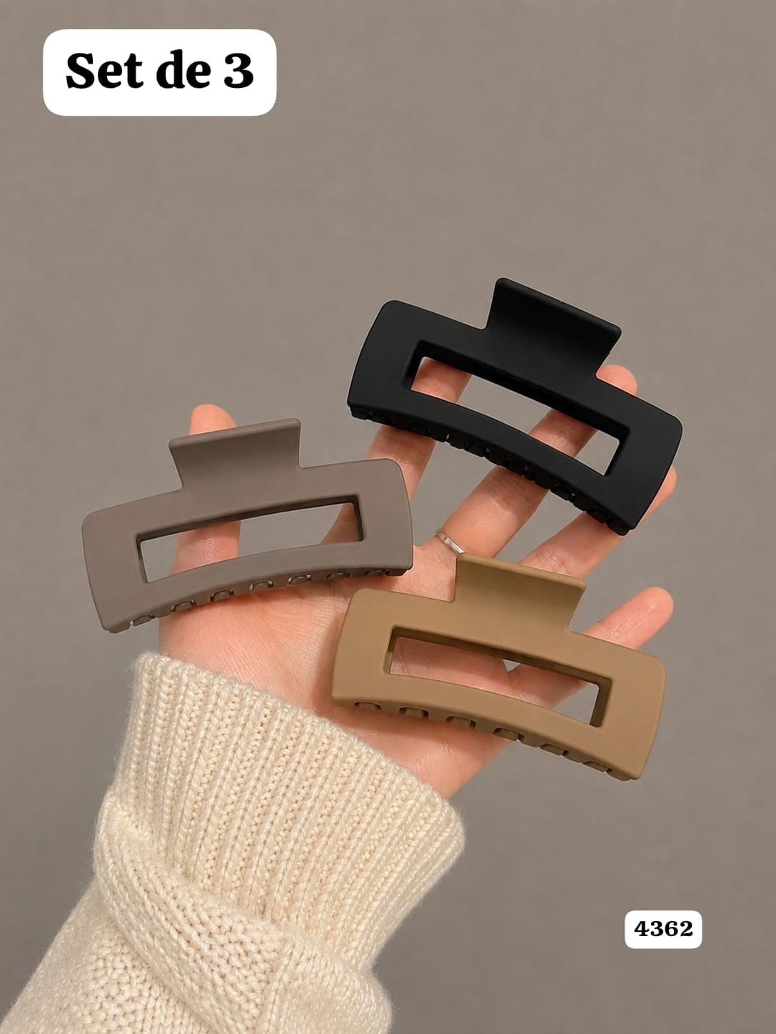 SET DE 3 GANCHOS DE PELO