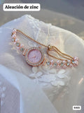 RELOJ ESTILO PULSERA DORADO Y ROSA DE MUJER