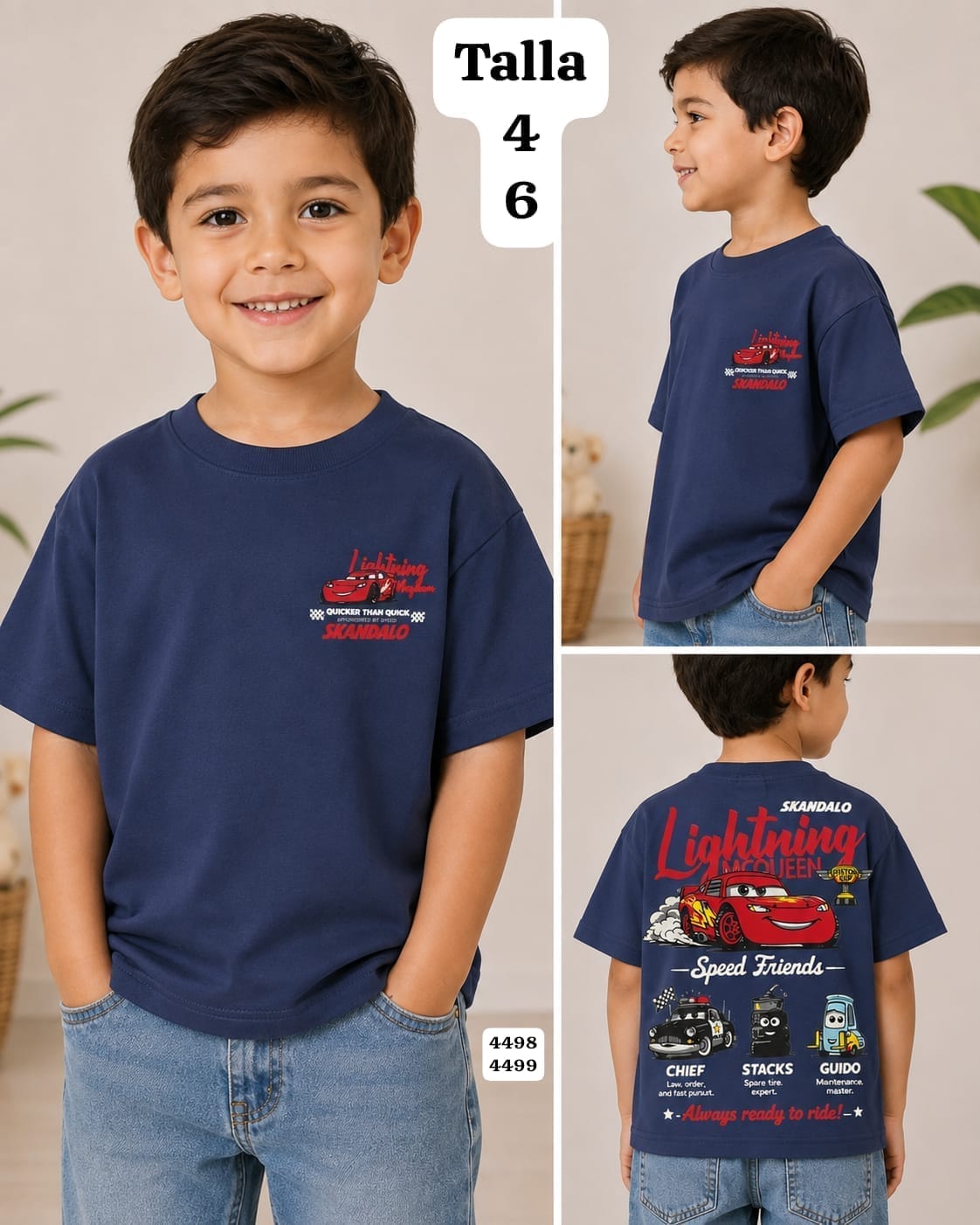 CAMISA AZUL CON DIBUJO DE RAYO MCQUEEN DE NIÑO