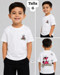 CAMISA BLANCA CON DIBUJO DA PANTERA ROSA DE NIÑO