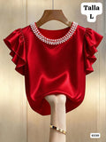 CAMISA ROJA DE SATIN DE MUJER