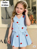 CONJUNTO CELESTE DE FALDA DE NIÑA