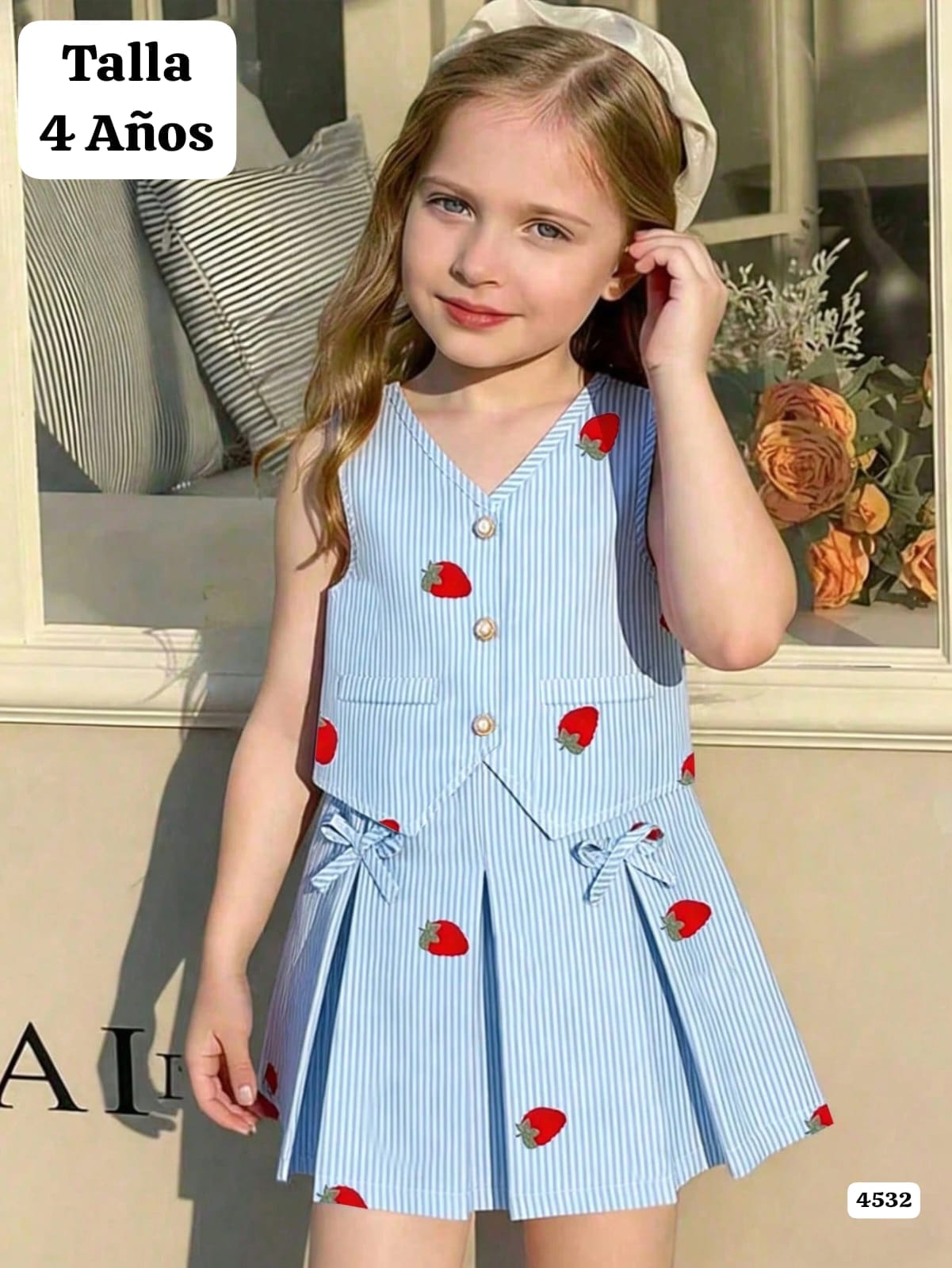 CONJUNTO CELESTE DE FALDA DE NIÑA