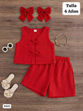 CONJUNTO ROJO DE CAMISA Y SHORT DE NIÑA