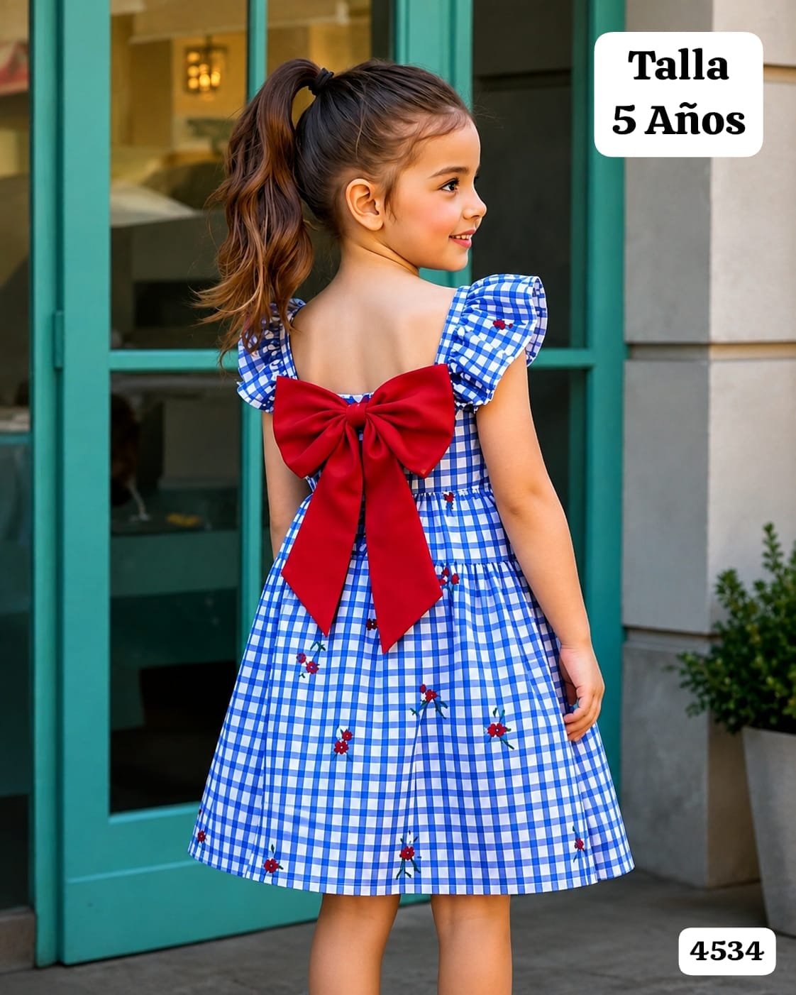 VESTIDO CON CHONGO ROJO DE NIÑA
