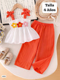 CONJUNTO DE PANTALONETA NARANJA DE NIÑA