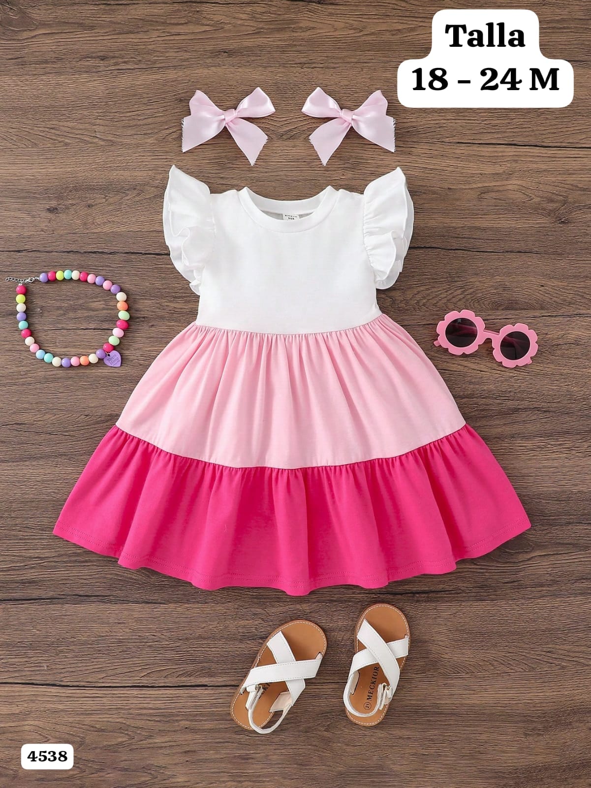 VESTIDO TONOS ROSAS DE NIÑA