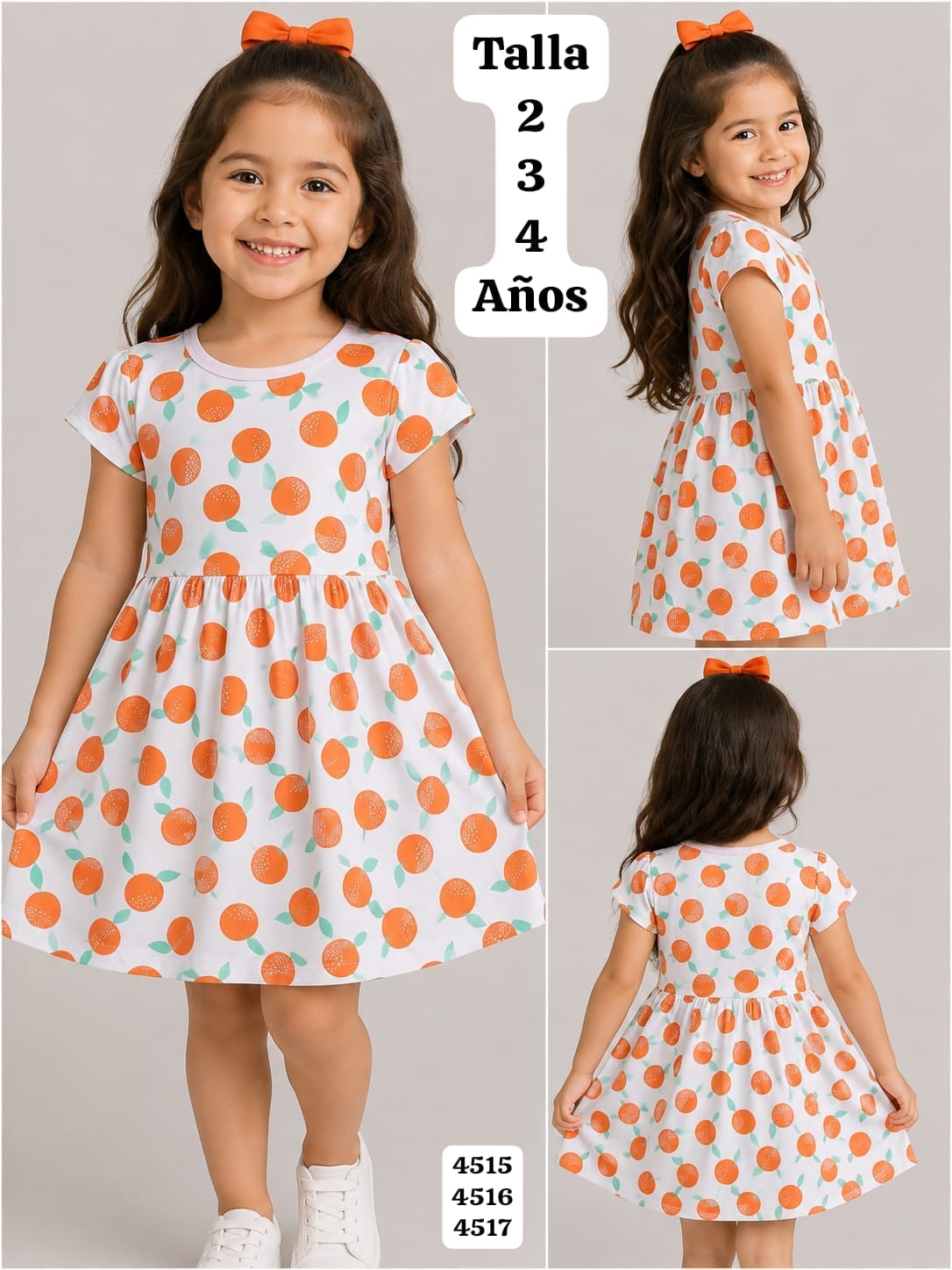 VESTIDO CON NARANJAS DE NIÑA