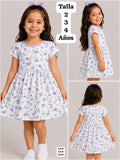 VESTIDO CON TULIPANES MORADOS DE NIÑA