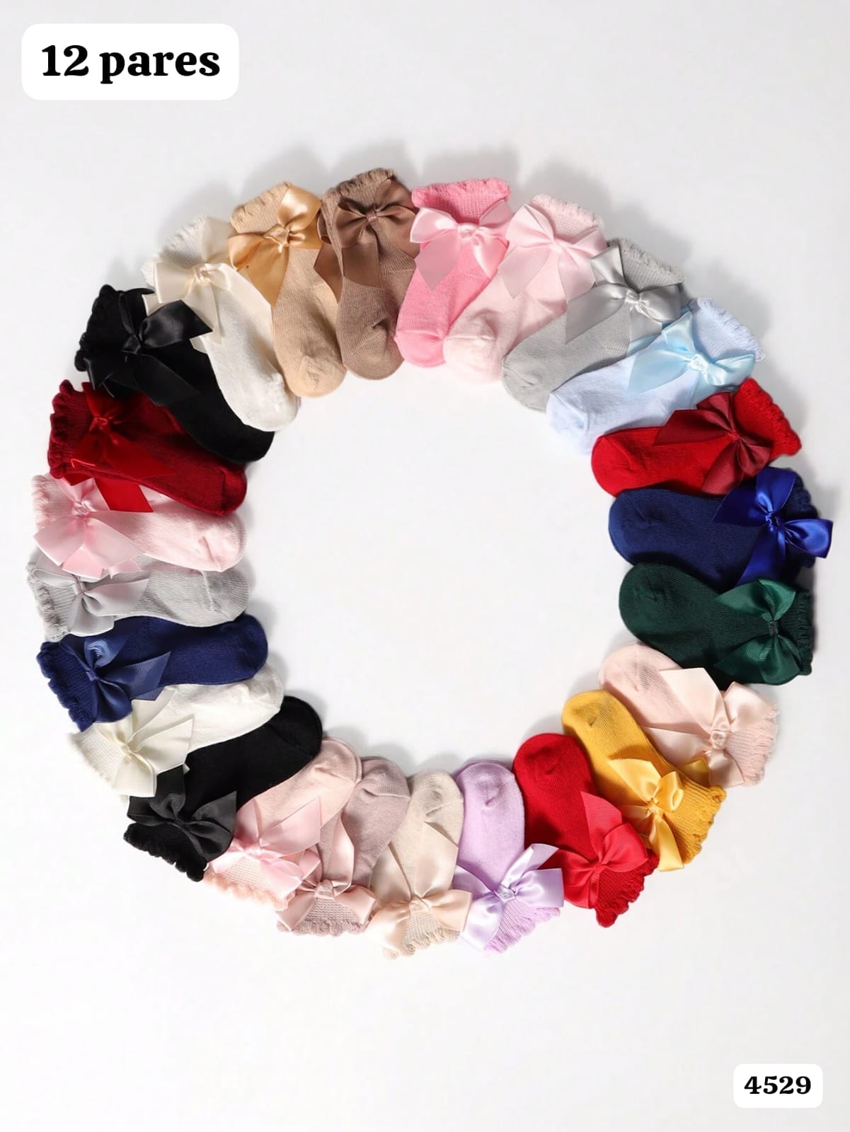 12 PARES DE CALCETINES DE COLORES DE NIÑA