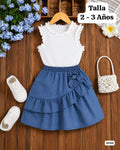 CONJUNTO DE NIÑA BLANCO Y AZUL DE NIÑA
