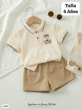 CONJUNTO TONOS BEIGE Y CAFE CLARO DE NIÑO