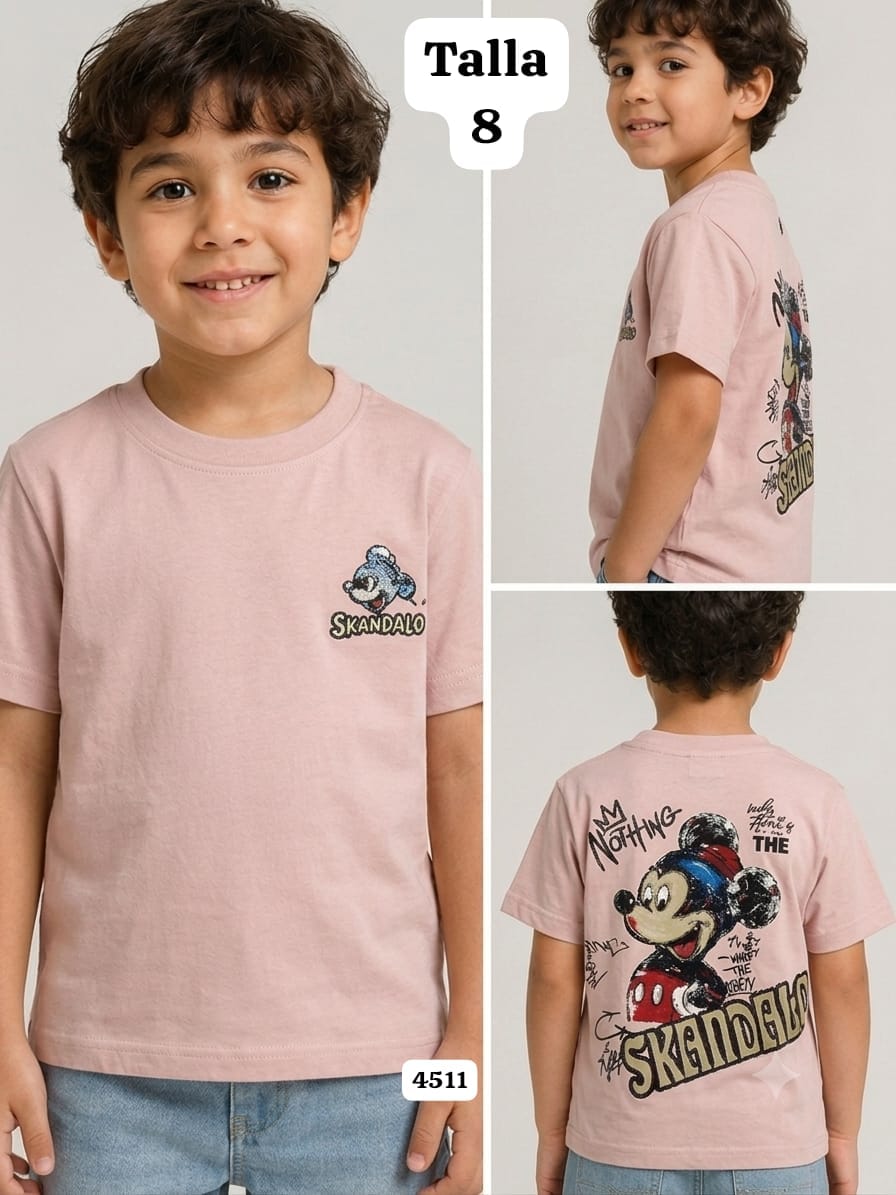 CAMISA ROSA CON DIBUJO DE MICKEY DE NIÑO