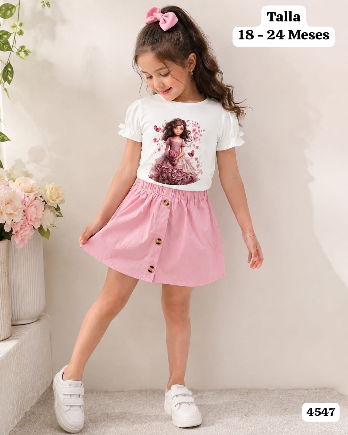 CONJUNTO DE CAMISA BLANCA Y FALDA DE NIÑA