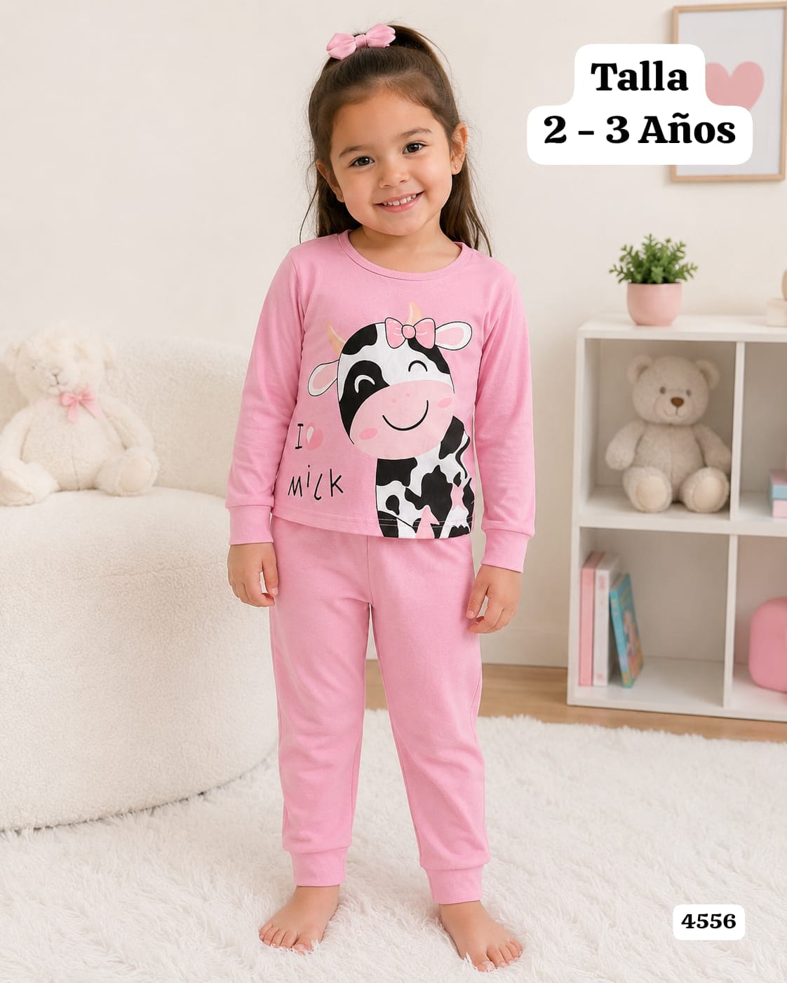 CONJUNTO ROSA DE VACA DE NIÑA
