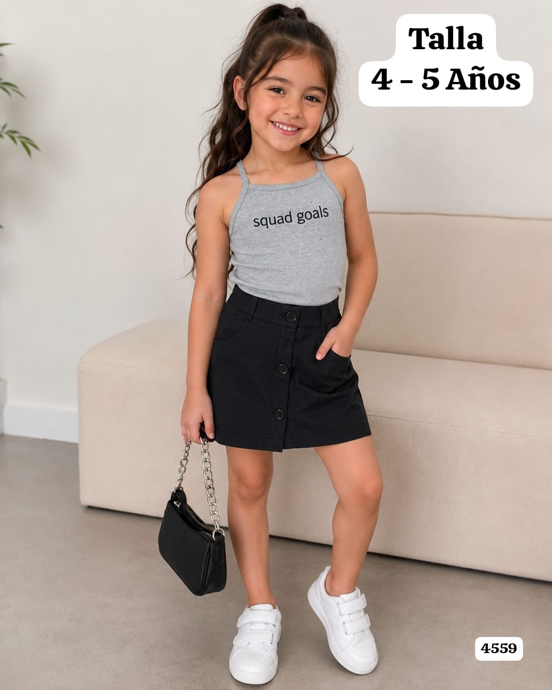 CONNJUNTO DE FALDA NEGRA DE NIÑA