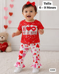 CONJUNTO DE CAMISA ROJA Y PANTALONETA DE CORAZONES