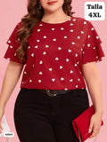 CAMISA ROJA CON CORAZONES BLANCOS