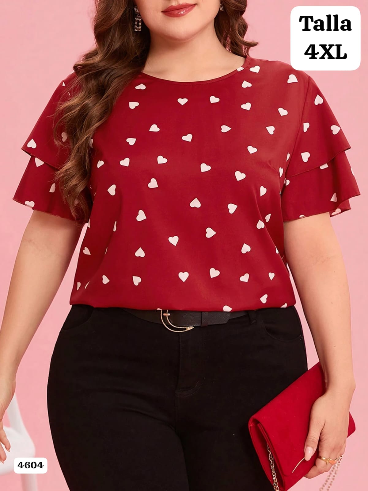 CAMISA ROJA CON CORAZONES BLANCOS