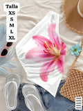 BLUSA BLANCA DE UNA MANGA CON FLOR DE MUJER