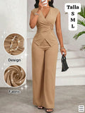 CONJUNTO CAFE CLARO DE BLUSA Y PANTALONETA DE MUJER