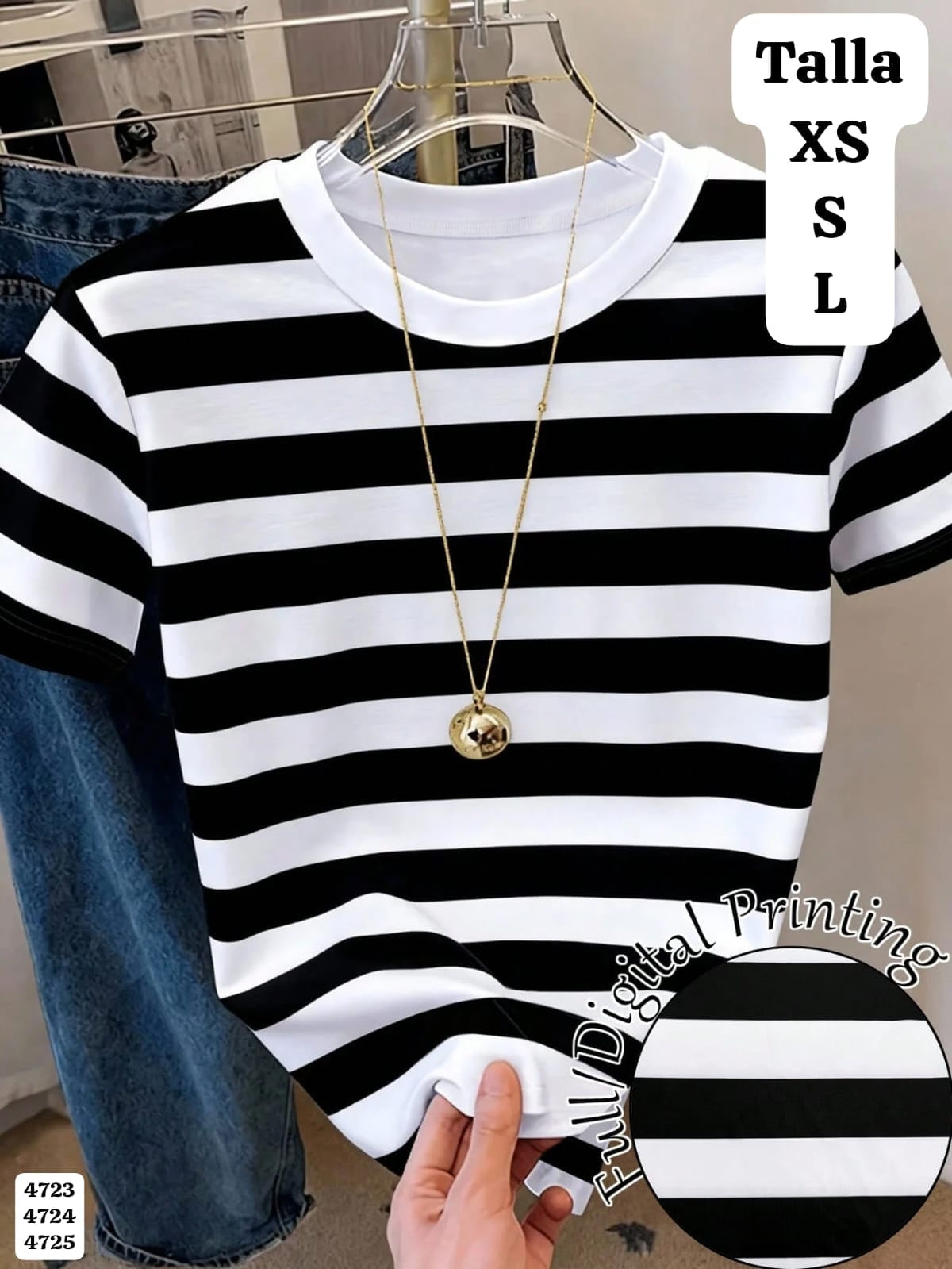 CAMISETA RAYADA BLANCO Y NEGRO DE MUJER