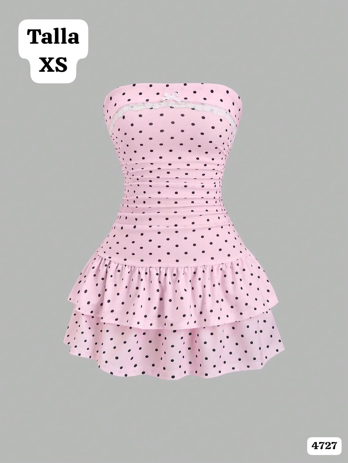 VESTIDO ROSA CON LUANRES ESTILO TOP DE MUJER