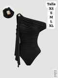 BODY NEGRO CON ACCESORIO DORADO DE MUJER