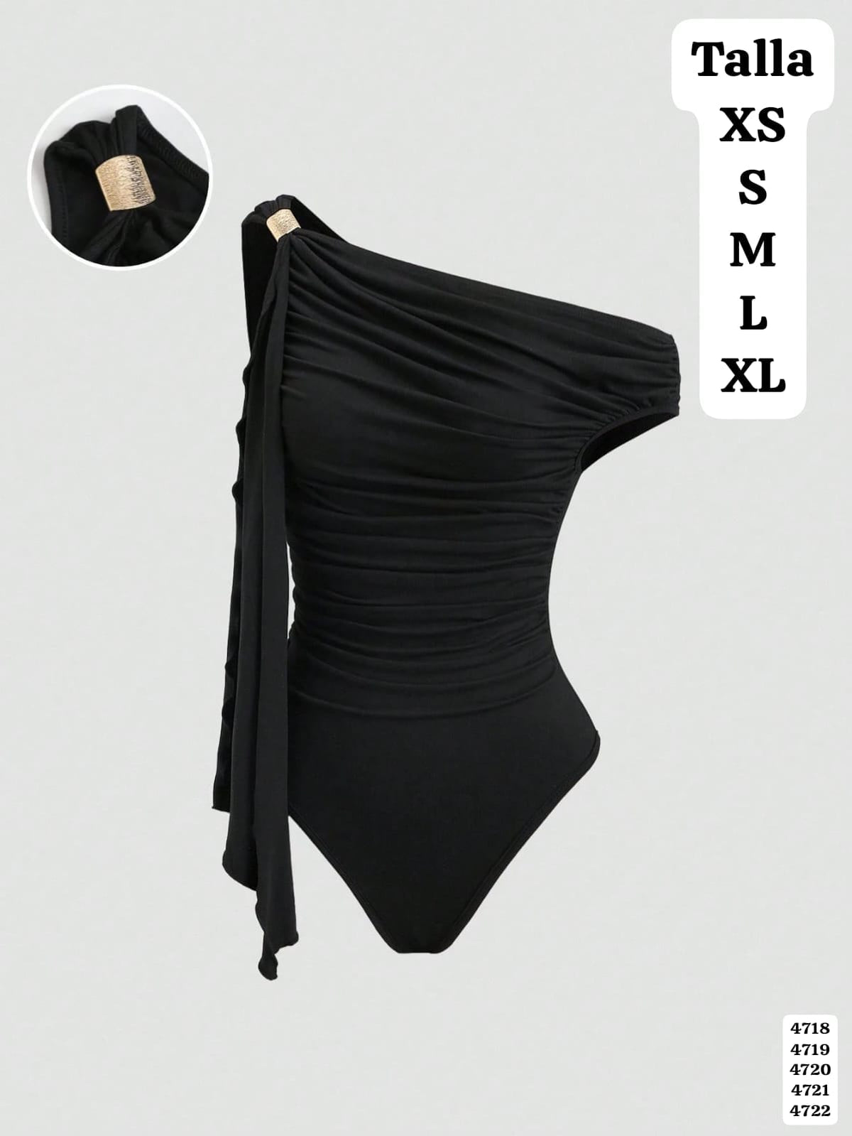 BODY NEGRO CON ACCESORIO DORADO DE MUJER