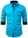 CAMISA CELESTE MANGA LARGA CON BOTONES NEGROS DE HOMBRE