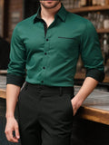 CAMISA VERDE MANGA LARGA CON BOTONES NEGROS DE HOMBRE