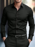 CAMISA NEGRA MANGA LARGA CON BOTONES NEGROS DE HOMBRE
