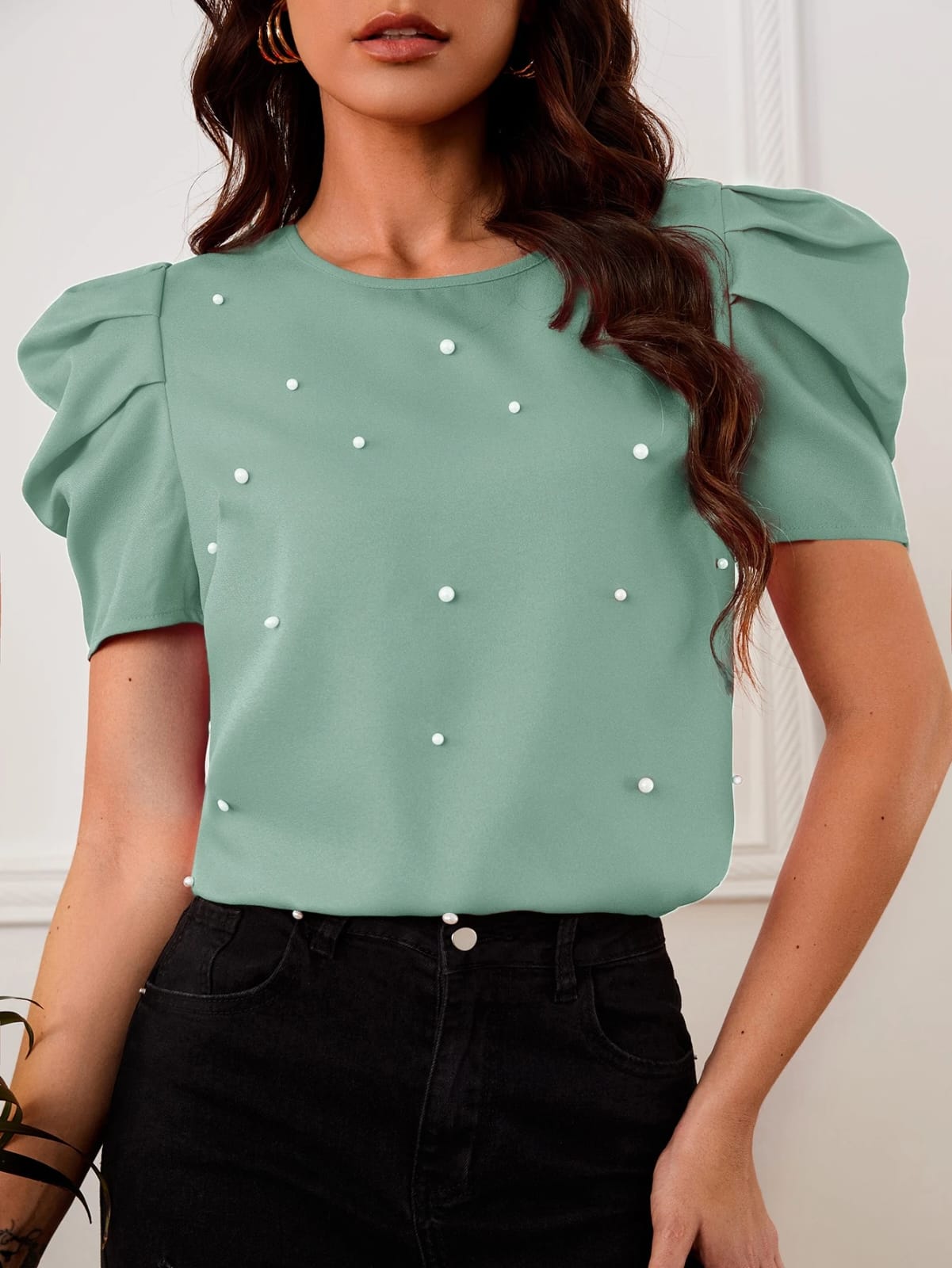 CAMISA CON MANGAS Y PERLITAS