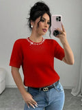 CAMISA CON PERLAS EN EL CUELLO