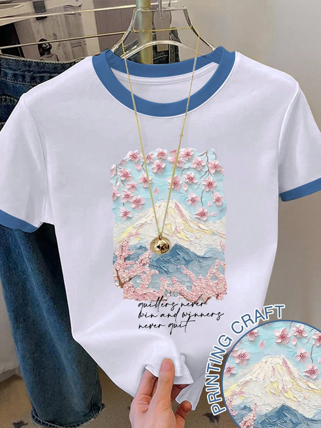 CAMISA BLANCA CON PAISAJE ROSA DE MUJER