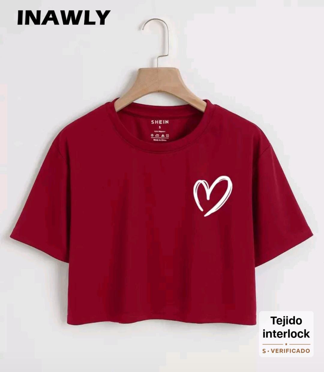 CAMISA CORTA DE MUJER CON DISEÑO DE CORAZON