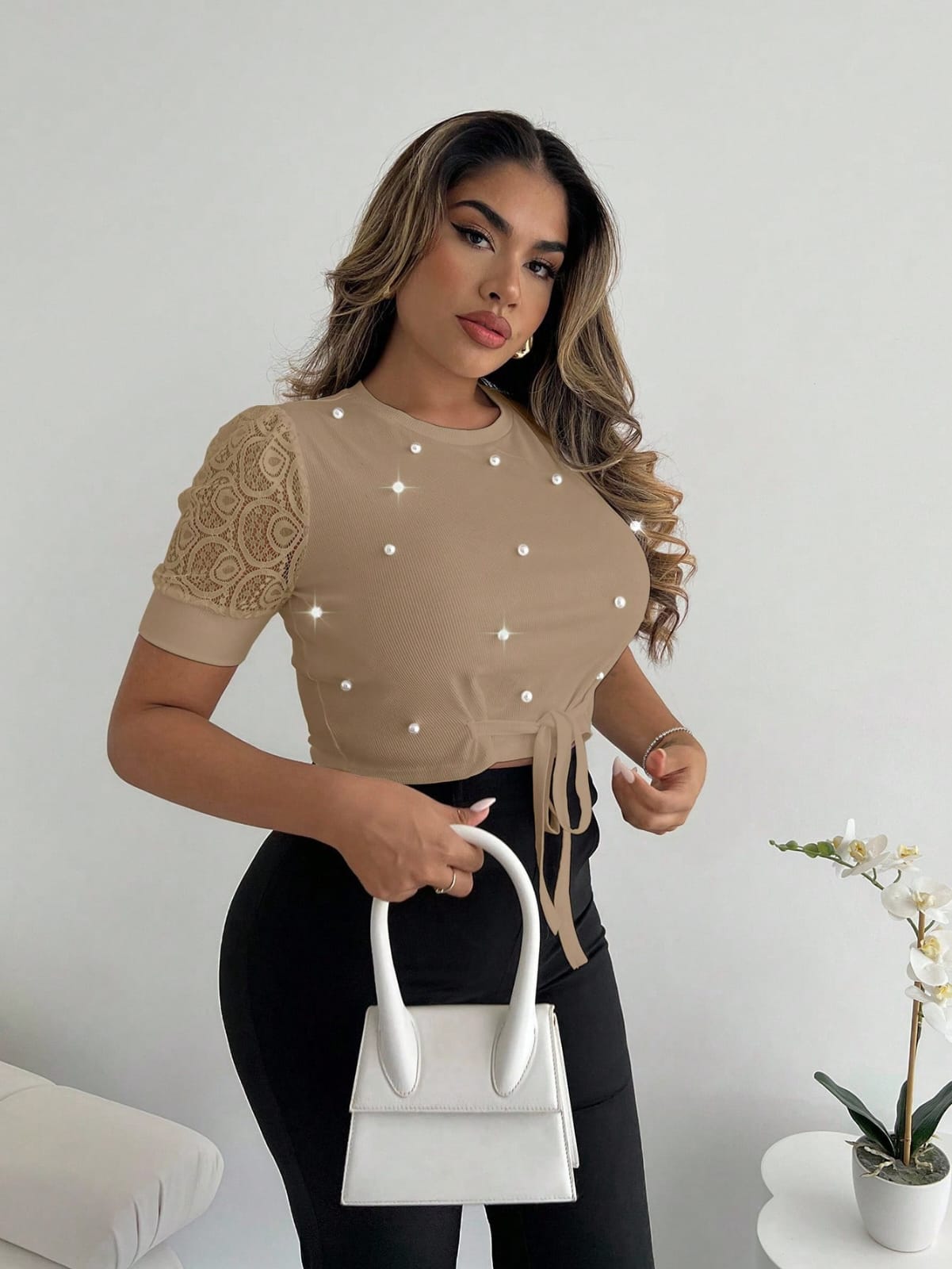 CAMISA DE PERLAS DE MUJER
