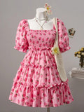 VESTIDO DE MUJER ROSADO CON DIBUJOS DE FRESA