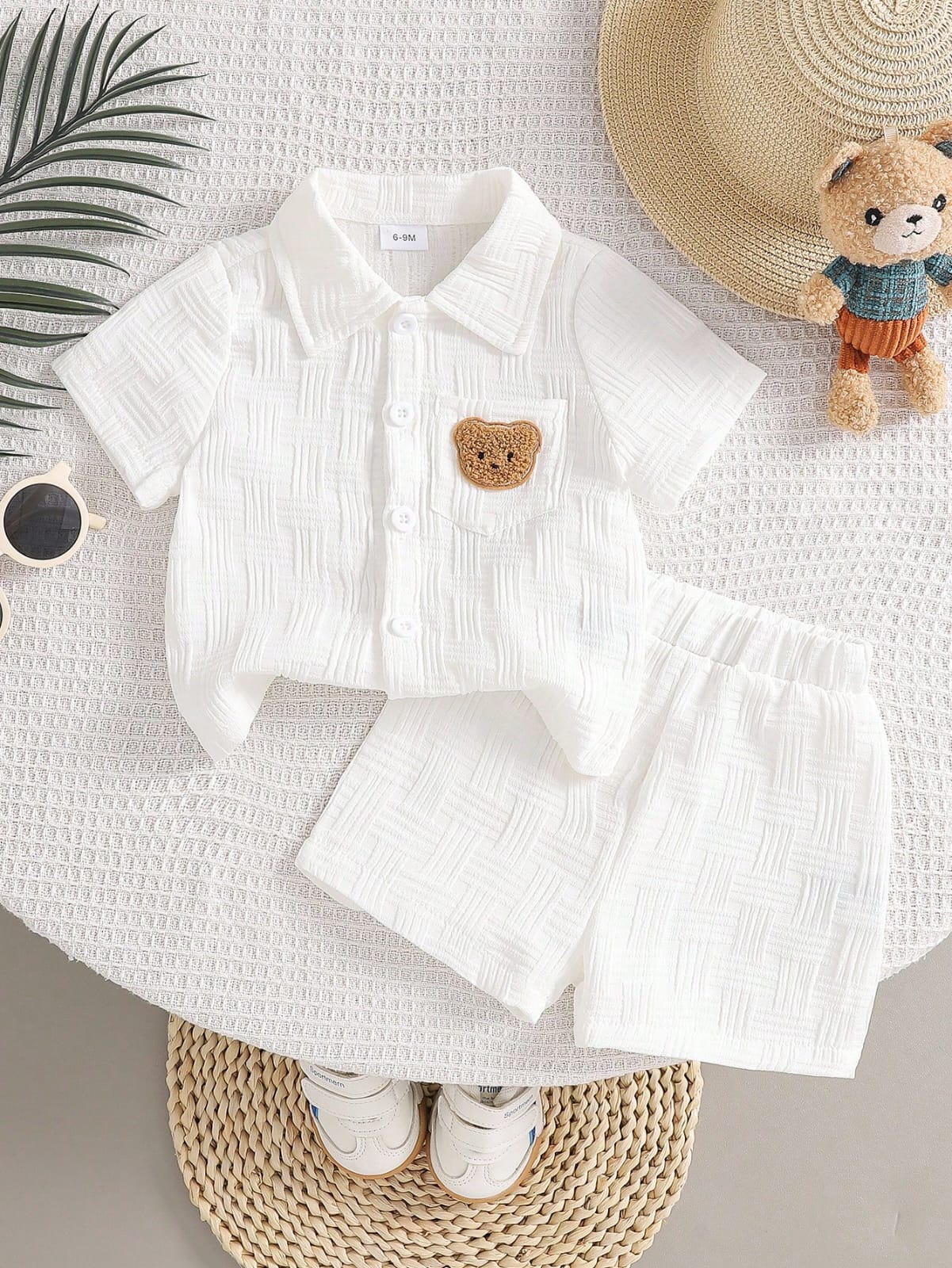 CONJUNTO CON OSITO BORDADO DE NIÑO