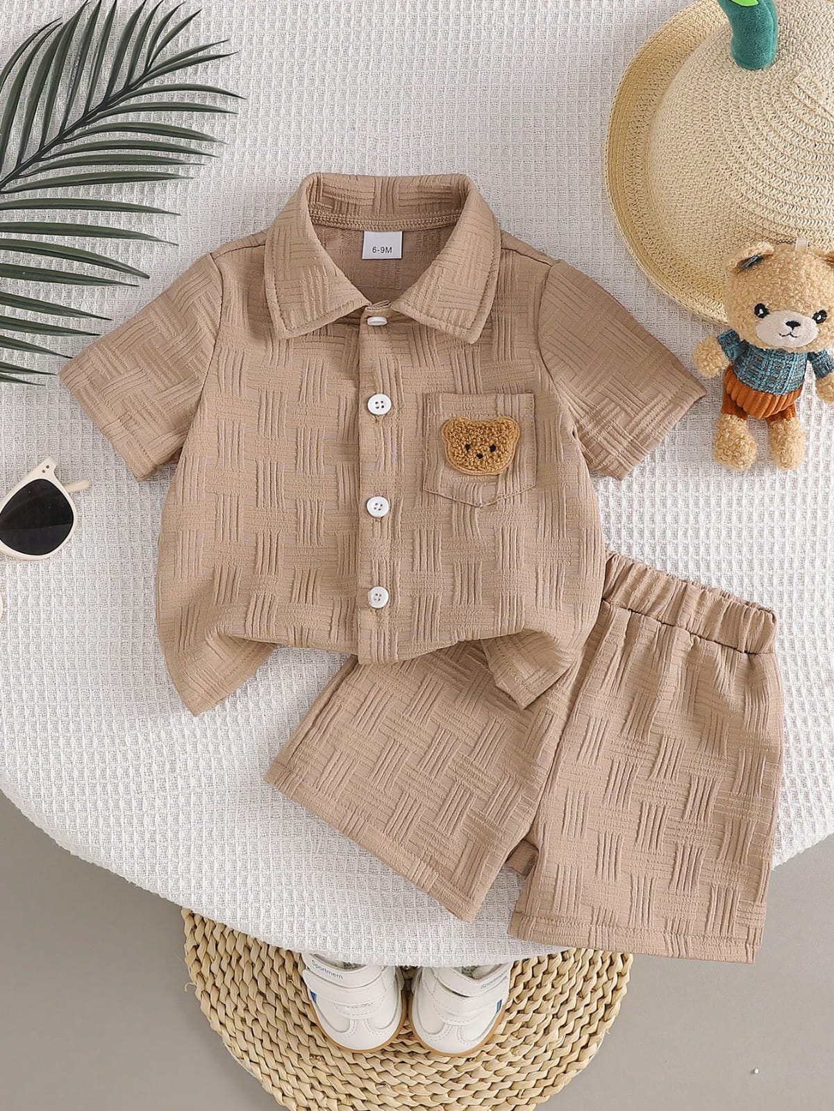 CONJUNTO CON OSITO BORDADO DE NIÑO