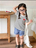 CAMISA RAYADA CON CORAZON ROJO