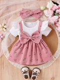 CONJUNTO DE NIÑA VESTIDO +BLUSA BLANCA +DIADEMA