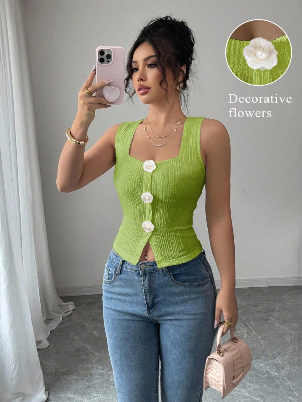 TOP DE MUJER DE TIRANTES CON ROSAS