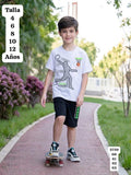 CONJUNTO DE CAMISETA BLANCA Y SHORT NEGRO DE NIÑO