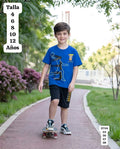 CONJUNTO DE CAMISETA AZUL Y SHORT NEGRO DE NIÑO