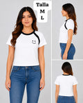 CAMISA BLANCA CON CARITA FELIZ DE MUJER