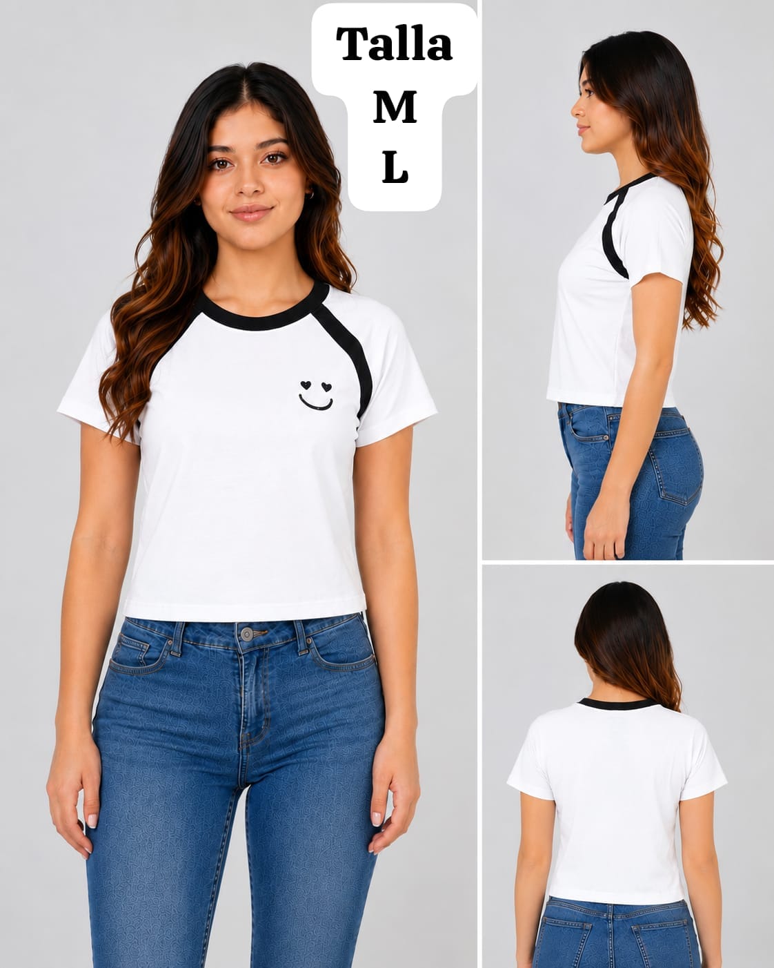 CAMISA BLANCA CON CARITA FELIZ DE MUJER