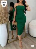 VESTIDO VERDE LARGO CON CHONGO CAIDO DE MUJER